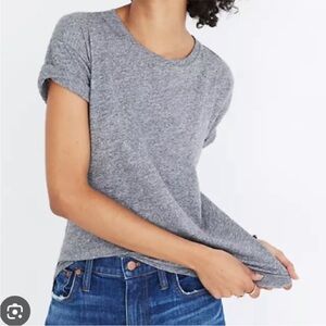 Madewell Heathered Grey Whisper Cotton Crewneck Tee L Large